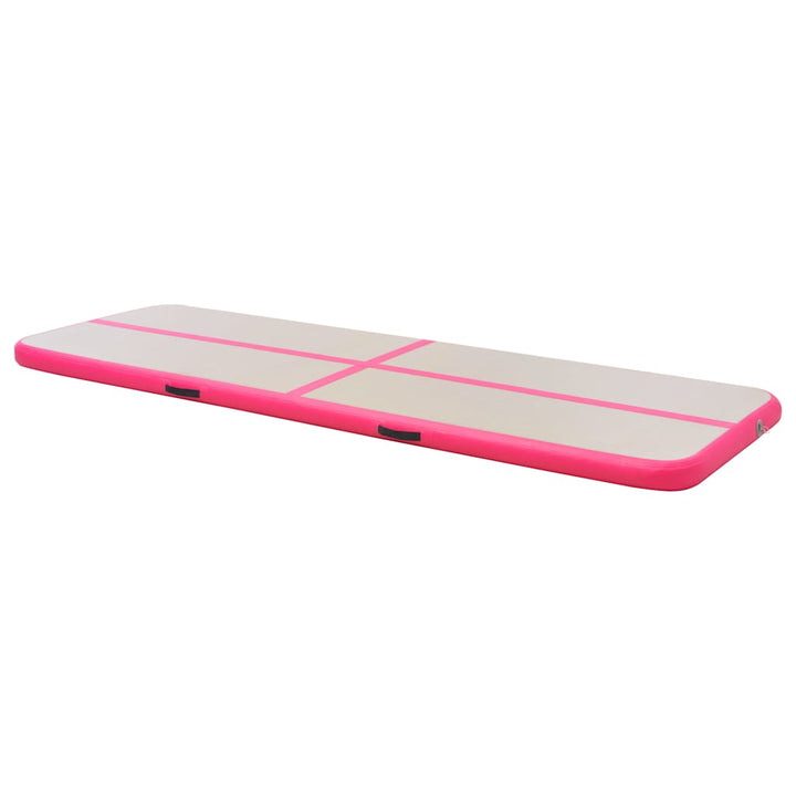 oppustelig gymnastikmåtte med pumpe 400 x 100 x 10 cm PVC pink