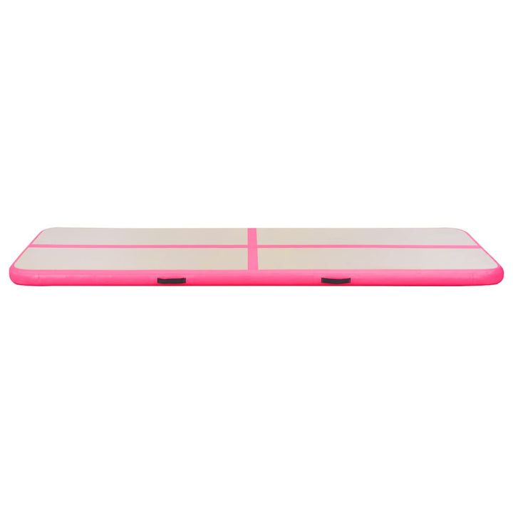 oppustelig gymnastikmåtte med pumpe 400 x 100 x 10 cm PVC pink