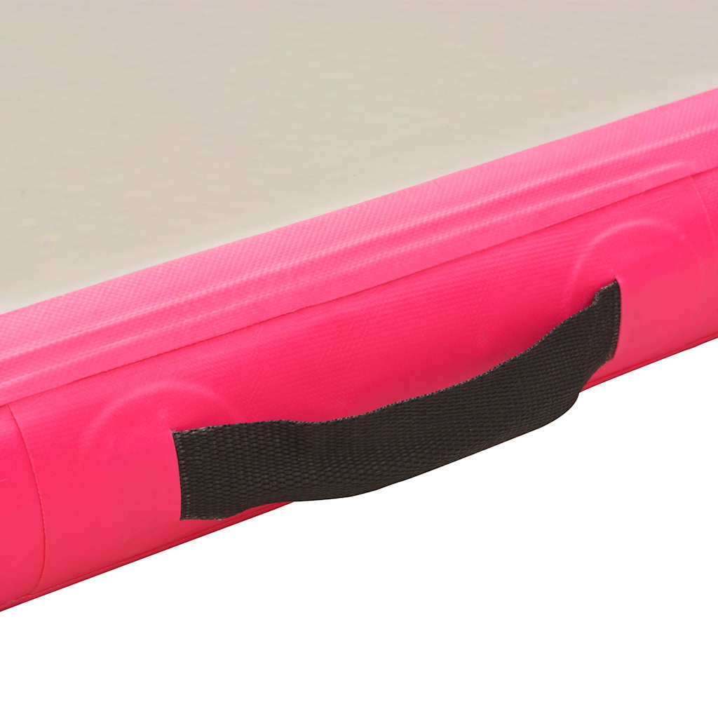 oppustelig gymnastikmåtte med pumpe 400 x 100 x 10 cm PVC pink