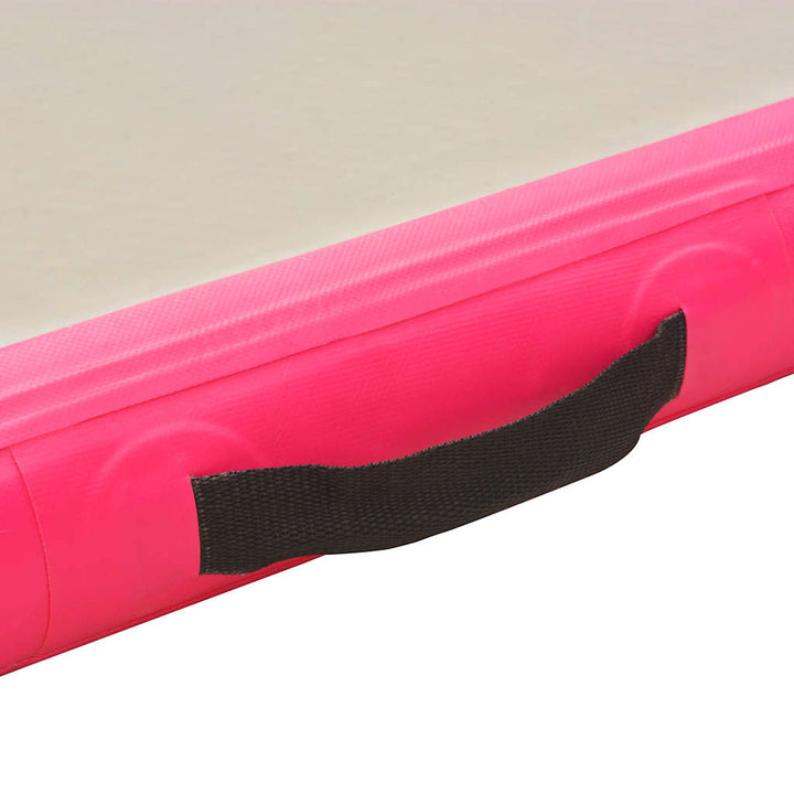 oppustelig gymnastikmåtte med pumpe 400 x 100 x 10 cm PVC pink