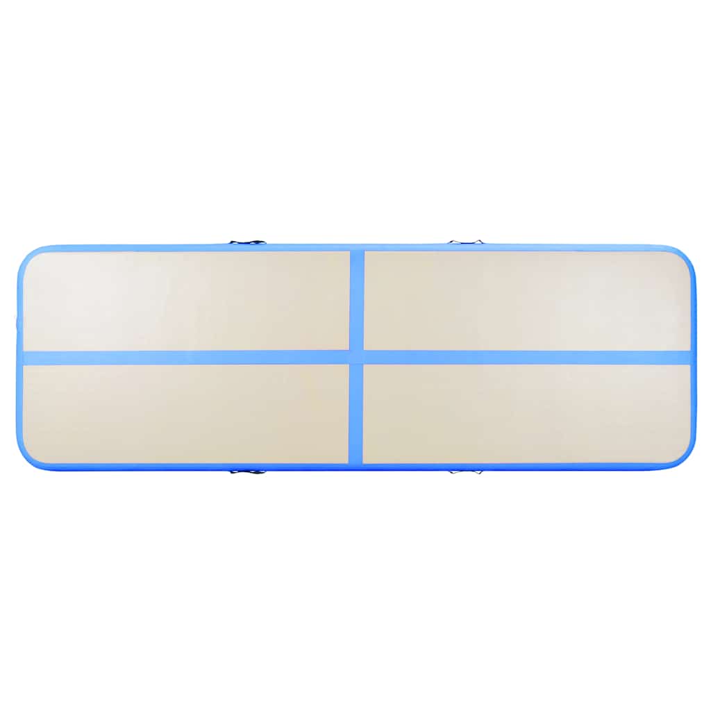 oppustelig gymnastikmåtte med pumpe 400 x 100 x 10 cm PVC blå