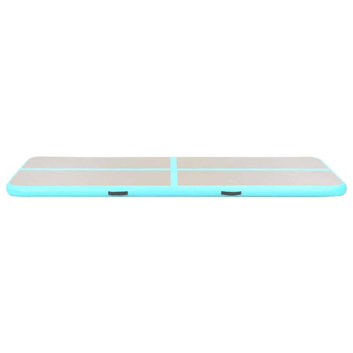 oppustelig gymnastikmåtte med pumpe 400 x 100 x 10 cm PVC grøn