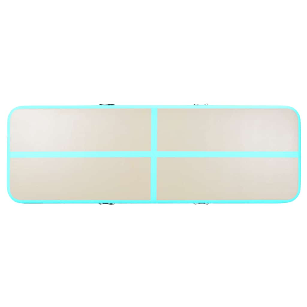 oppustelig gymnastikmåtte med pumpe 400 x 100 x 10 cm PVC grøn