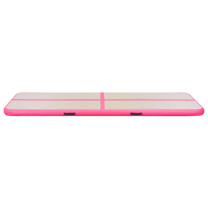 oppustelig gymnastikmåtte med pumpe 500 x 100 x 10 cm PVC Pink