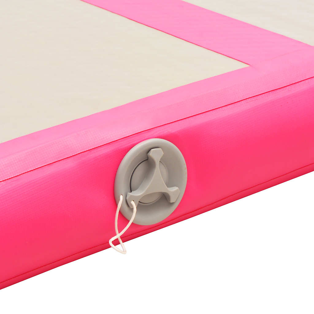 oppustelig gymnastikmåtte med pumpe 500 x 100 x 10 cm PVC Pink