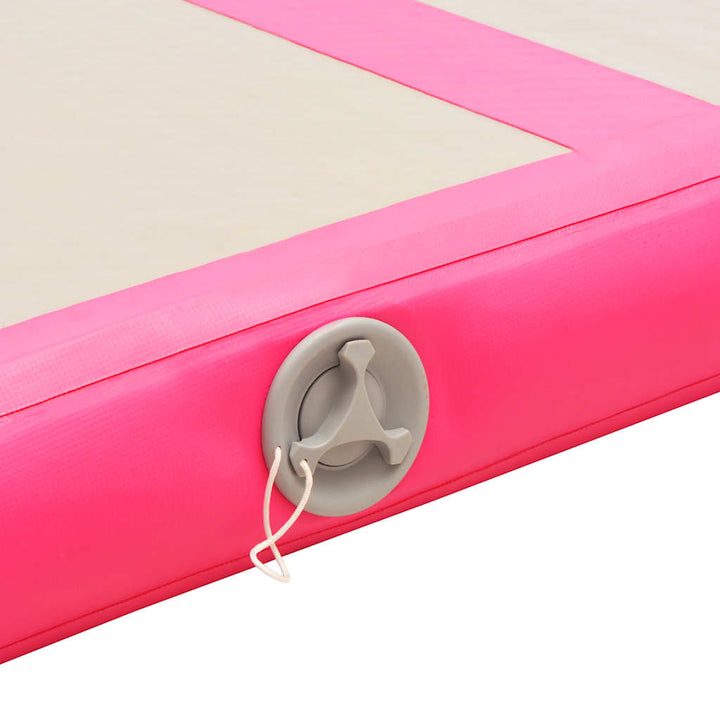 oppustelig gymnastikmåtte med pumpe 500 x 100 x 10 cm PVC Pink