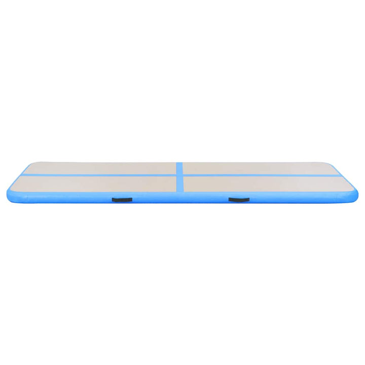 oppustelig gymnastikmåtte med pumpe 500 x 100 x 10 cm PVC blå