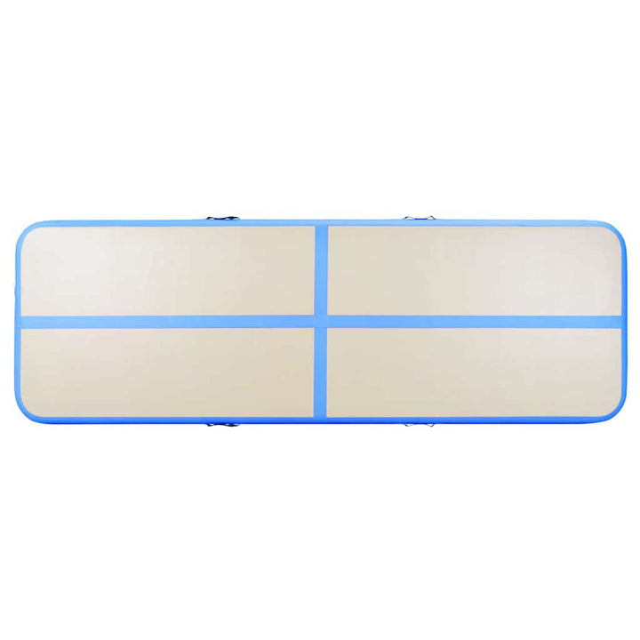 oppustelig gymnastikmåtte med pumpe 500 x 100 x 10 cm PVC blå