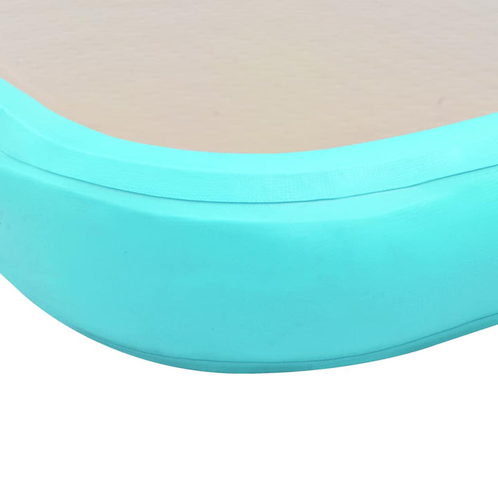 oppustelig gymnastikmåtte med pumpe 500 x 100 x 10 cm PVC grøn