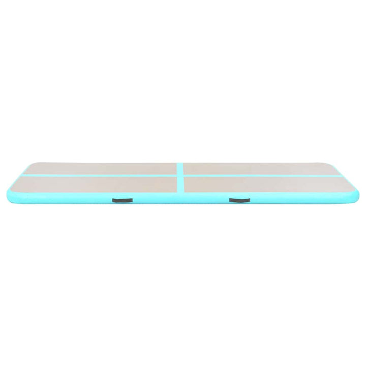 oppustelig gymnastikmåtte med pumpe 500 x 100 x 10 cm PVC grøn