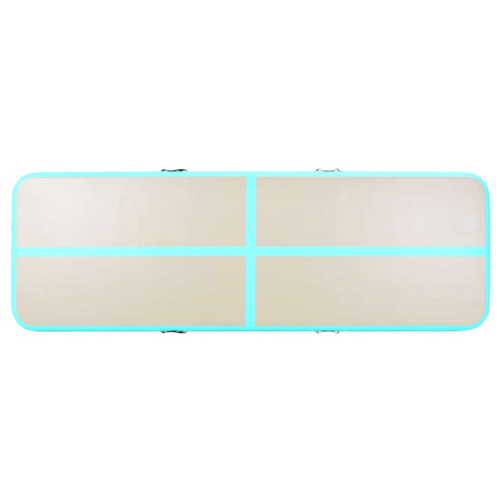 oppustelig gymnastikmåtte med pumpe 500 x 100 x 10 cm PVC grøn