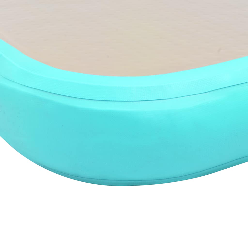 oppustelig gymnastikmåtte med pumpe 600 x 100 x 10 cm PVC grøn