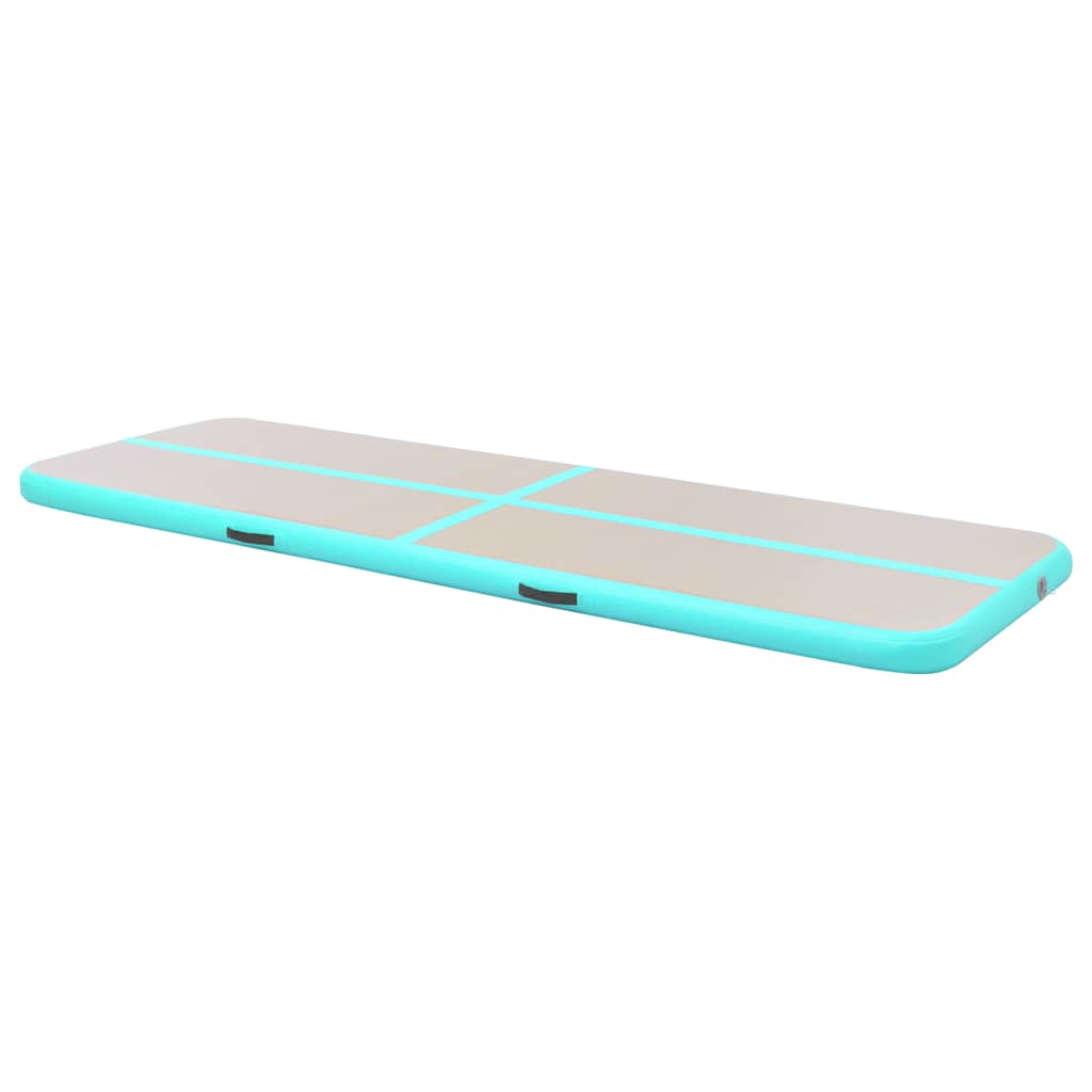 oppustelig gymnastikmåtte med pumpe 600 x 100 x 10 cm PVC grøn