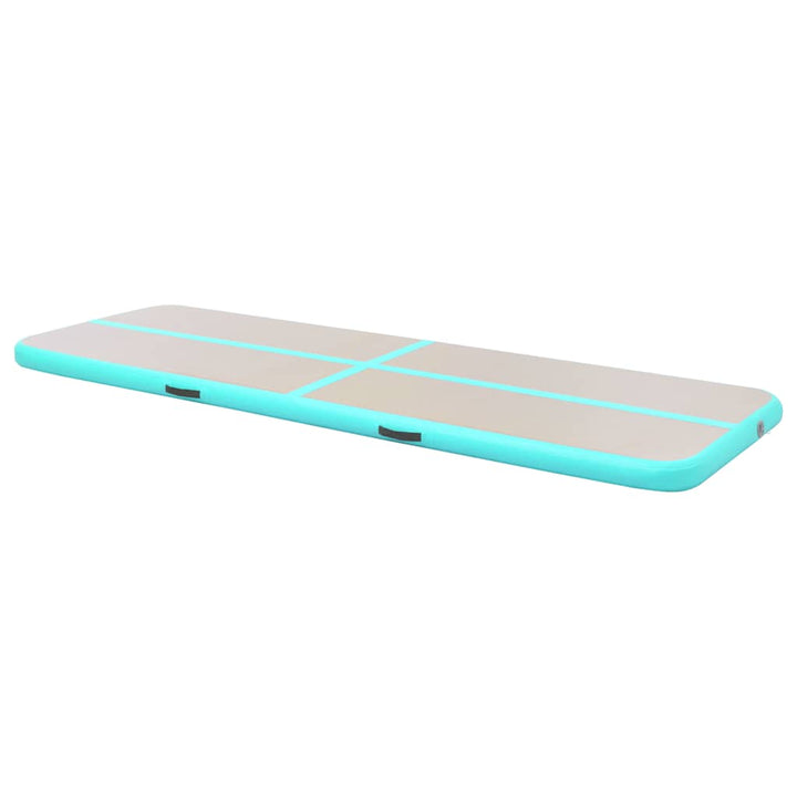 oppustelig gymnastikmåtte med pumpe 600 x 100 x 10 cm PVC grøn