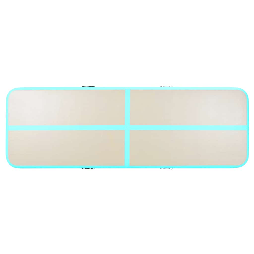 oppustelig gymnastikmåtte med pumpe 600 x 100 x 10 cm PVC grøn