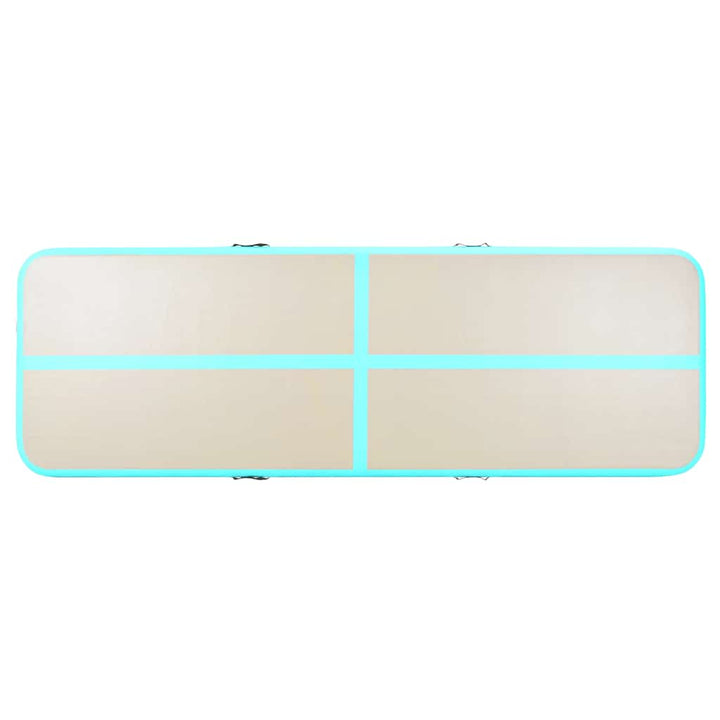 oppustelig gymnastikmåtte med pumpe 600 x 100 x 10 cm PVC grøn