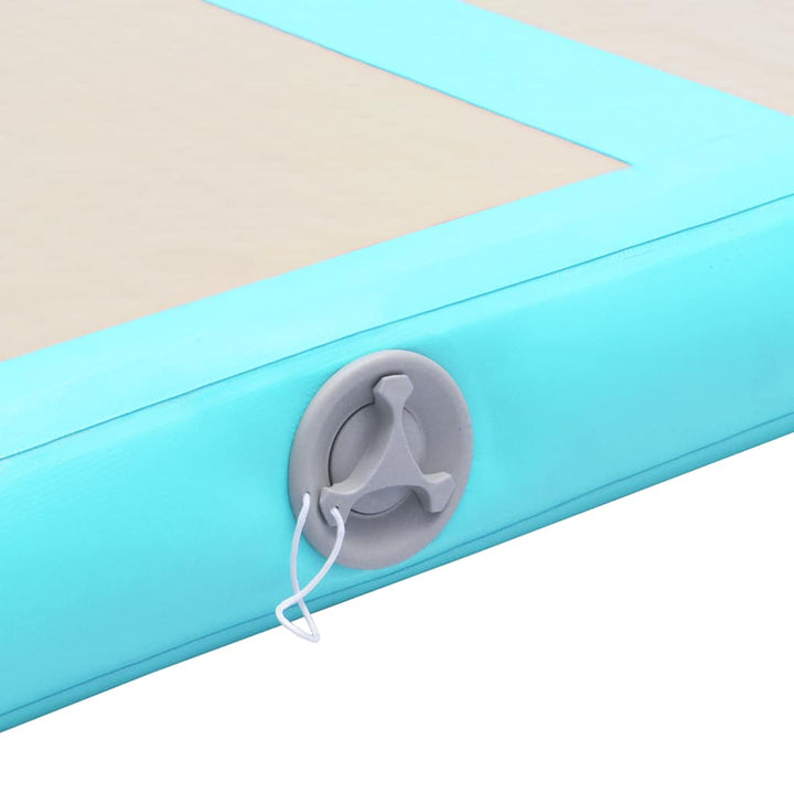 oppustelig gymnastikmåtte med pumpe 600 x 100 x 10 cm PVC grøn