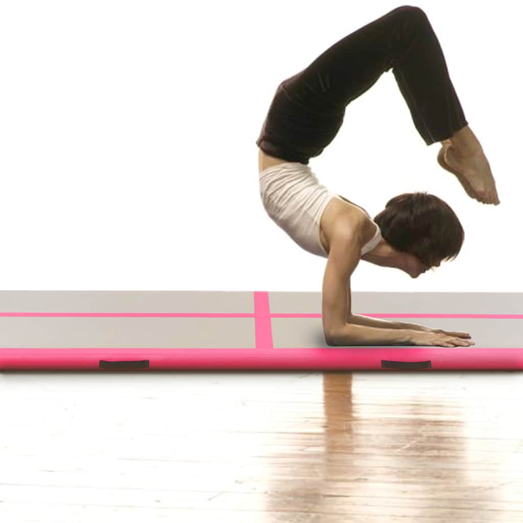 oppustelig gymnastikmåtte med pumpe 700 x 100 x 10 cm PVC Pink