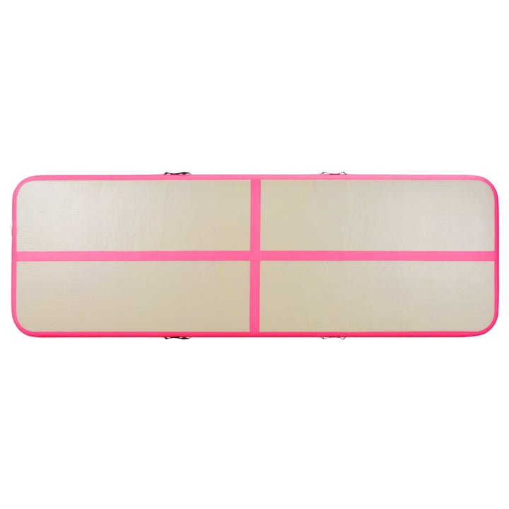 oppustelig gymnastikmåtte med pumpe 700 x 100 x 10 cm PVC Pink