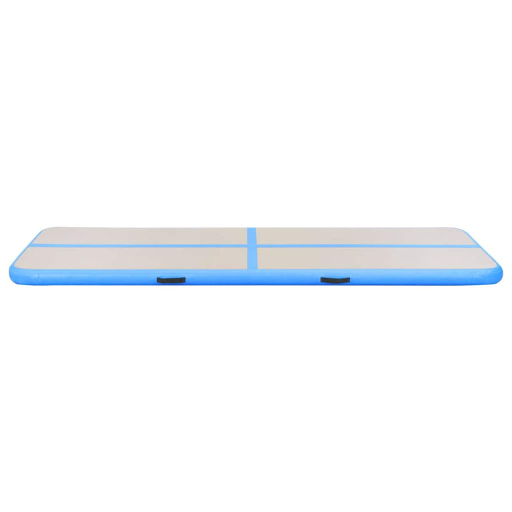 oppustelig gymnastikmåtte med pumpe 700 x 100 x 10 cm PVC blå