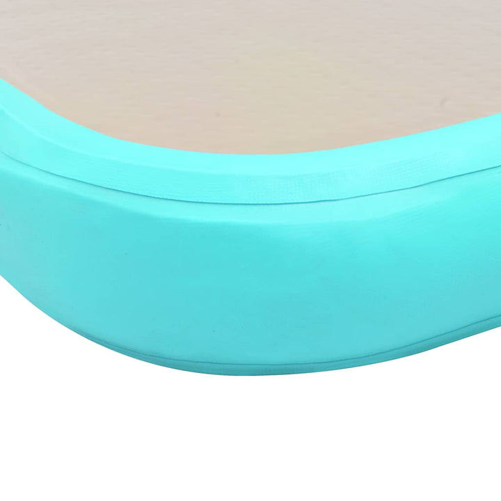 oppustelig gymnastikmåtte med pumpe 700 x 100 x 10 cm PVC grøn