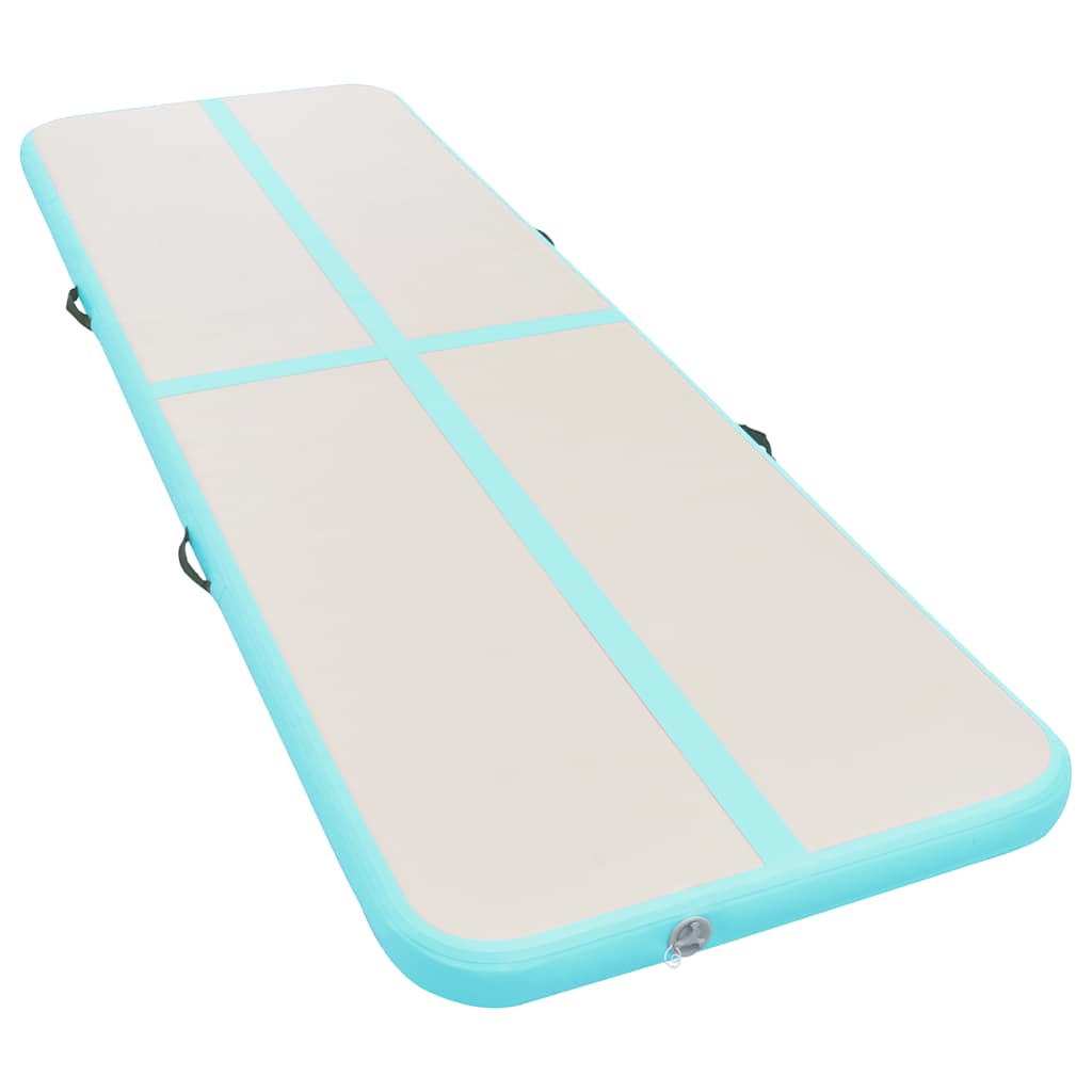 oppustelig gymnastikmåtte med pumpe 700 x 100 x 10 cm PVC grøn