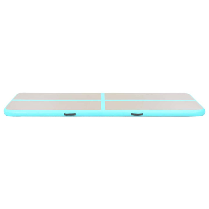 oppustelig gymnastikmåtte med pumpe 700 x 100 x 10 cm PVC grøn