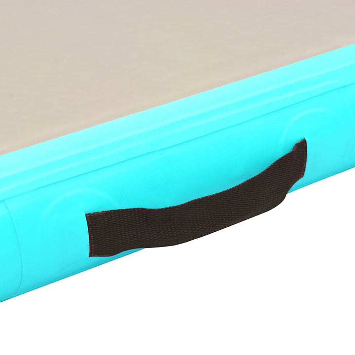 oppustelig gymnastikmåtte med pumpe 700 x 100 x 10 cm PVC grøn