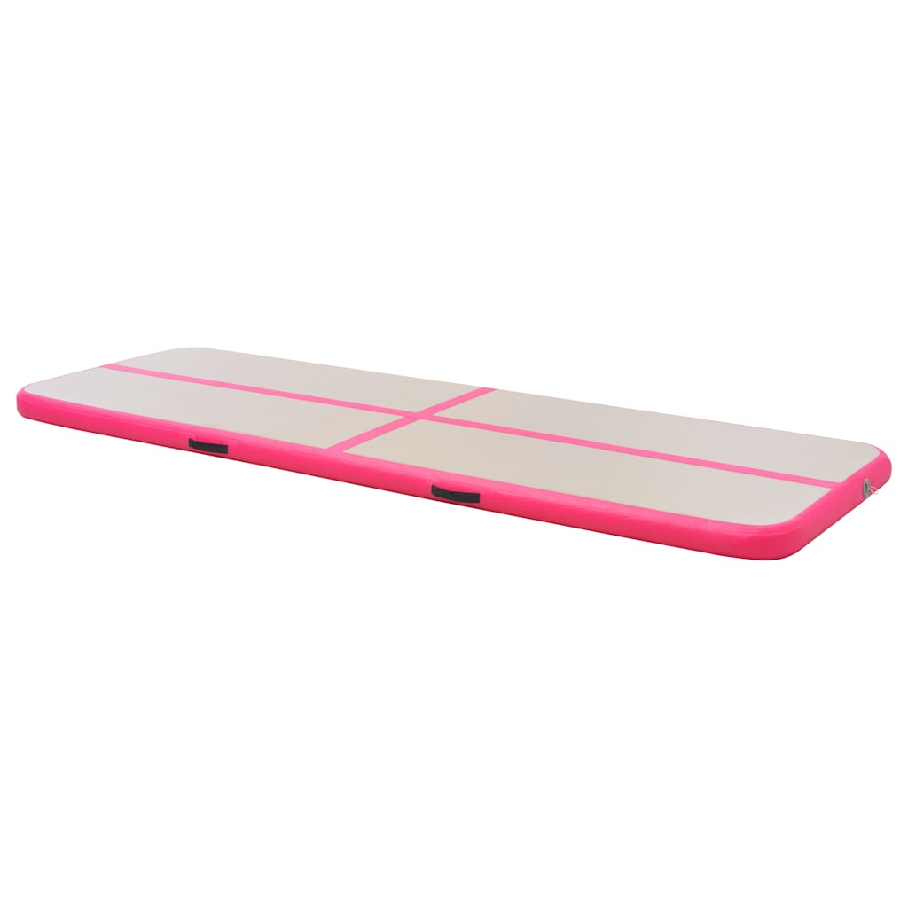 oppustelig gymnastikmåtte med pumpe 800 x 100 x 10 cm PVC Pink