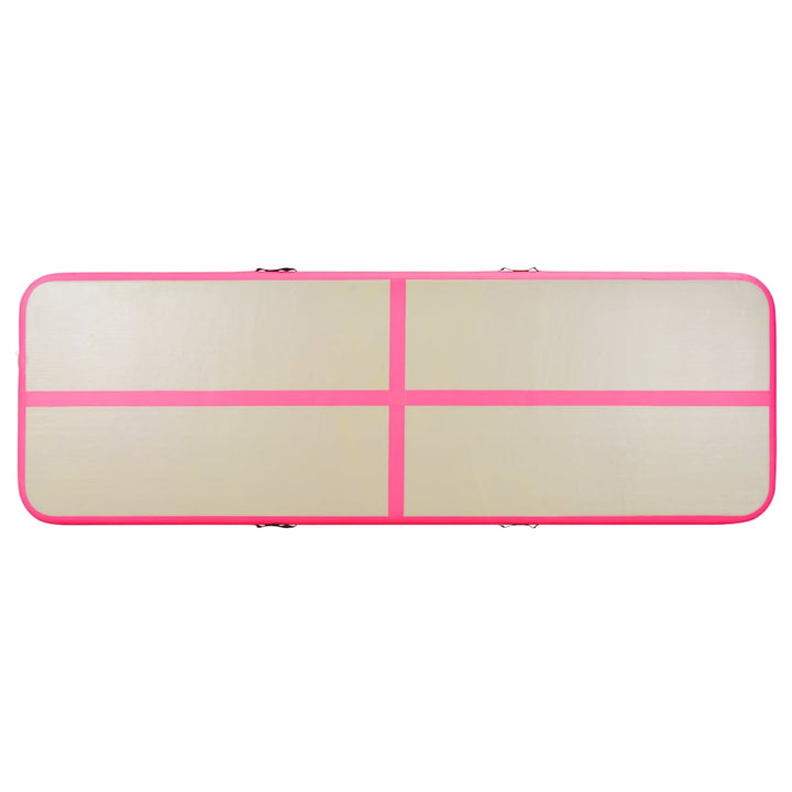 oppustelig gymnastikmåtte med pumpe 800 x 100 x 10 cm PVC Pink