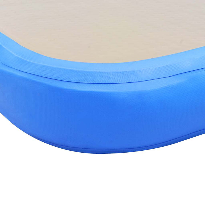 oppustelig gymnastikmåtte med pumpe 800 x 100 x 10 cm PVC blå
