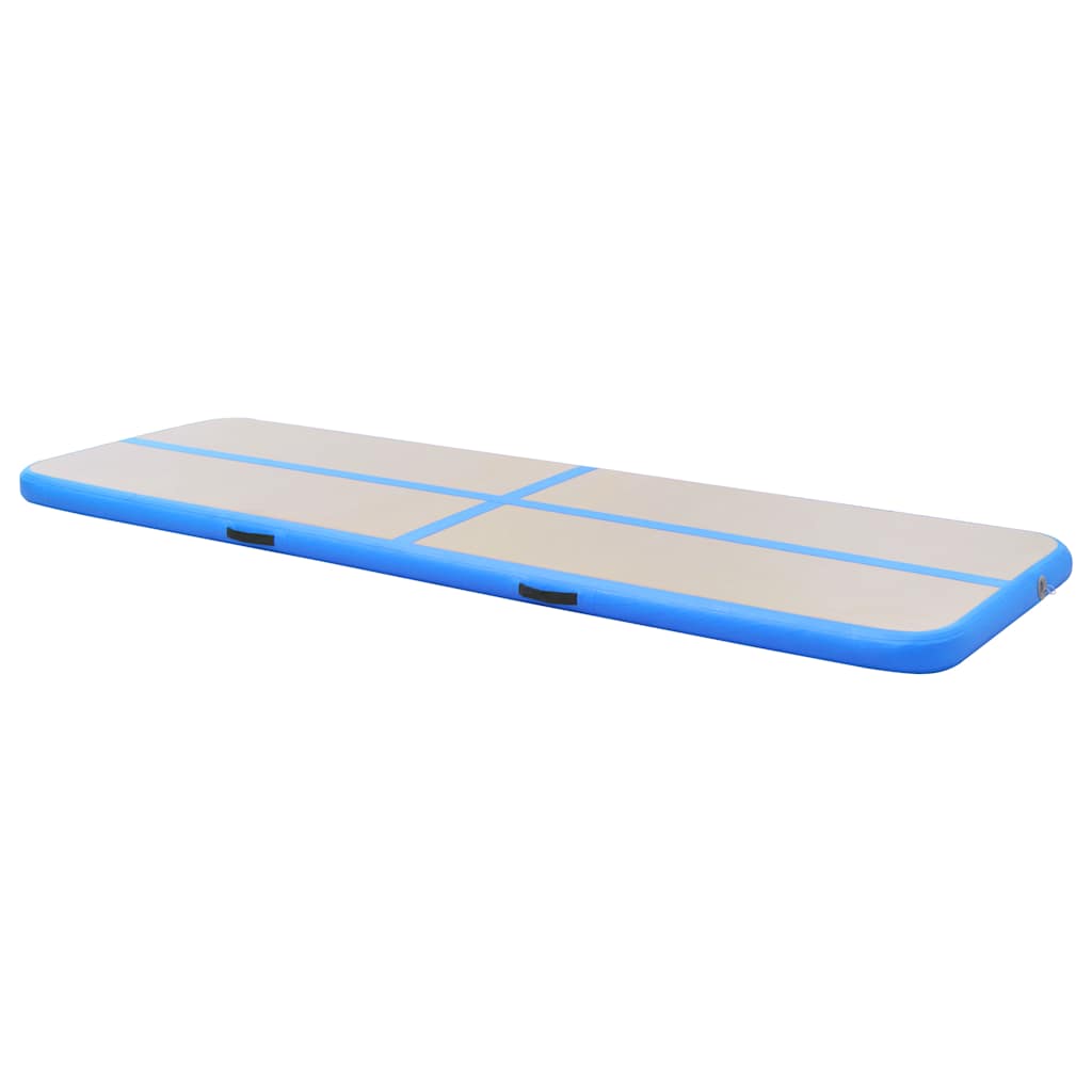 oppustelig gymnastikmåtte med pumpe 800 x 100 x 10 cm PVC blå