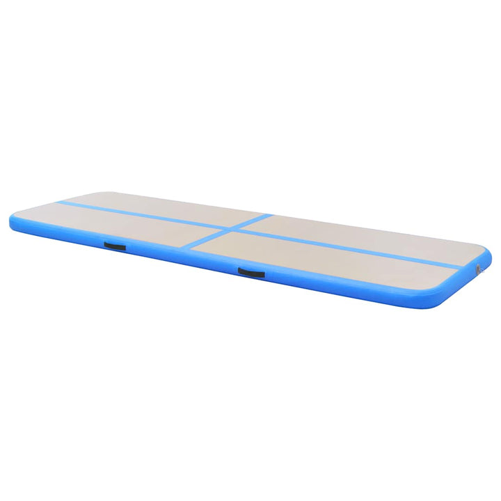 oppustelig gymnastikmåtte med pumpe 800 x 100 x 10 cm PVC blå