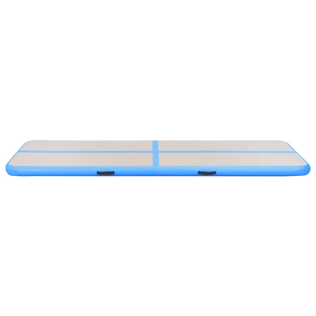 oppustelig gymnastikmåtte med pumpe 800 x 100 x 10 cm PVC blå