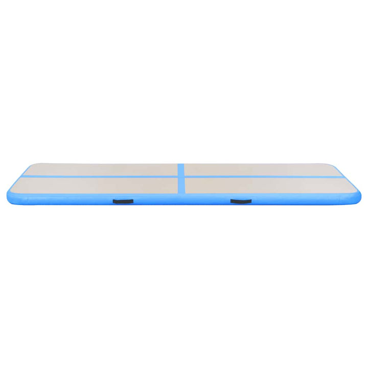 oppustelig gymnastikmåtte med pumpe 800 x 100 x 10 cm PVC blå