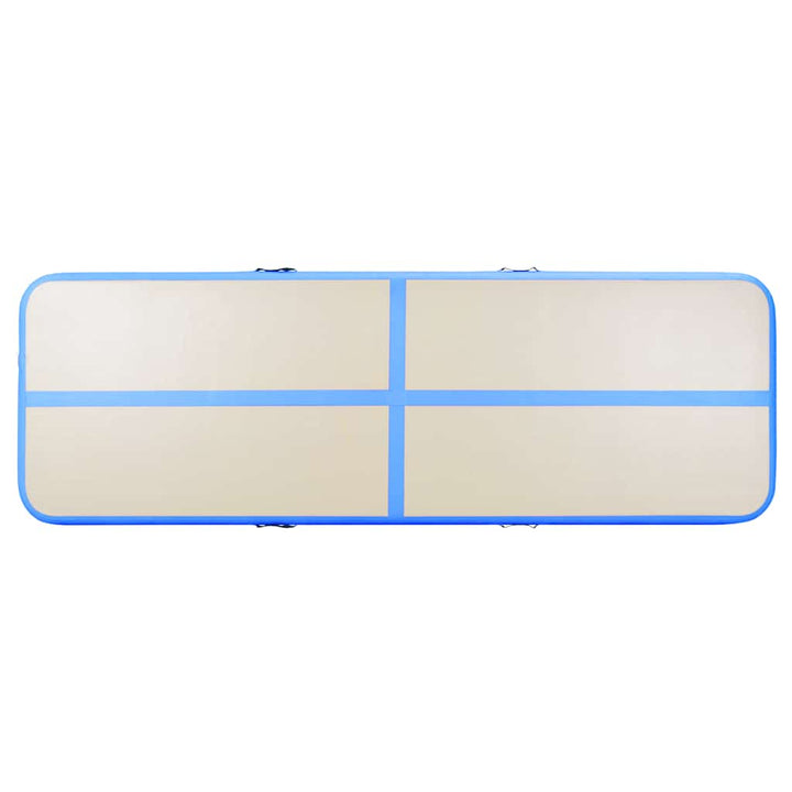 oppustelig gymnastikmåtte med pumpe 800 x 100 x 10 cm PVC blå