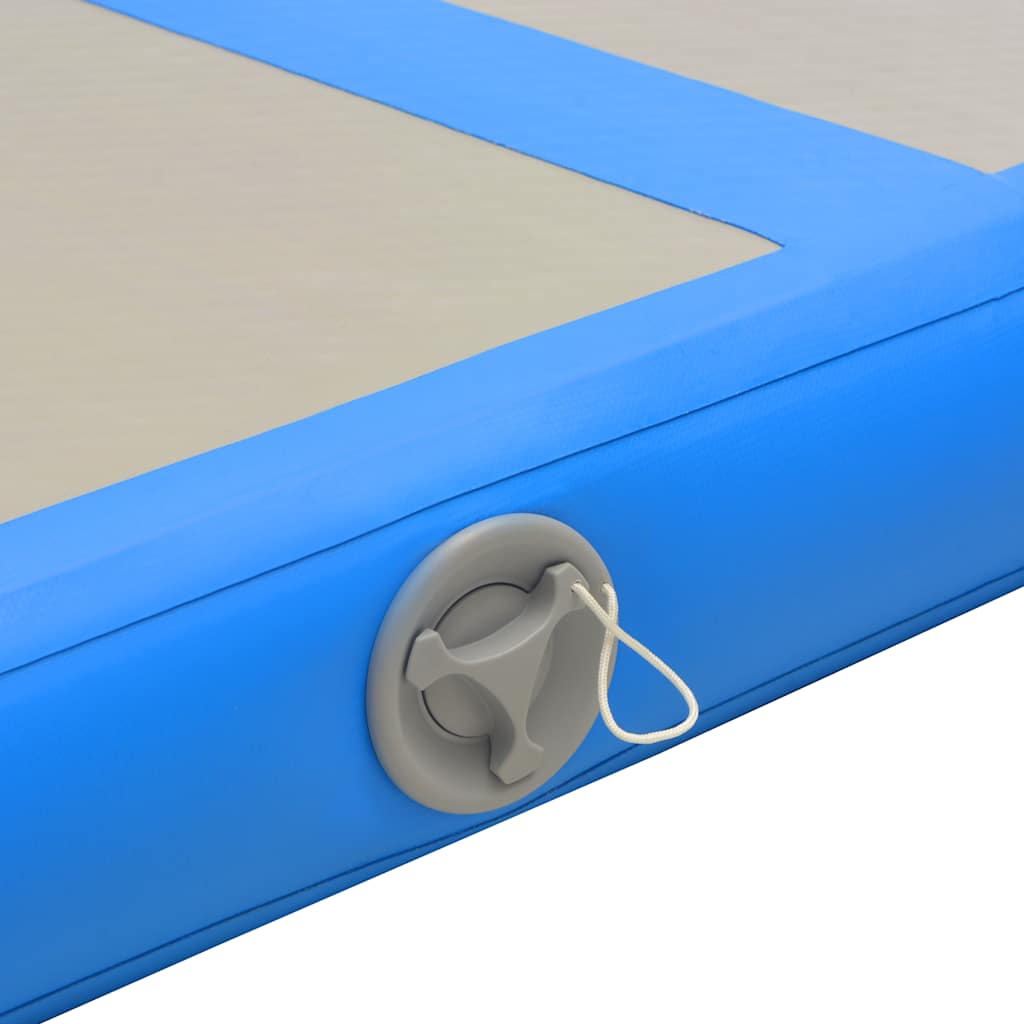 oppustelig gymnastikmåtte med pumpe 800 x 100 x 10 cm PVC blå