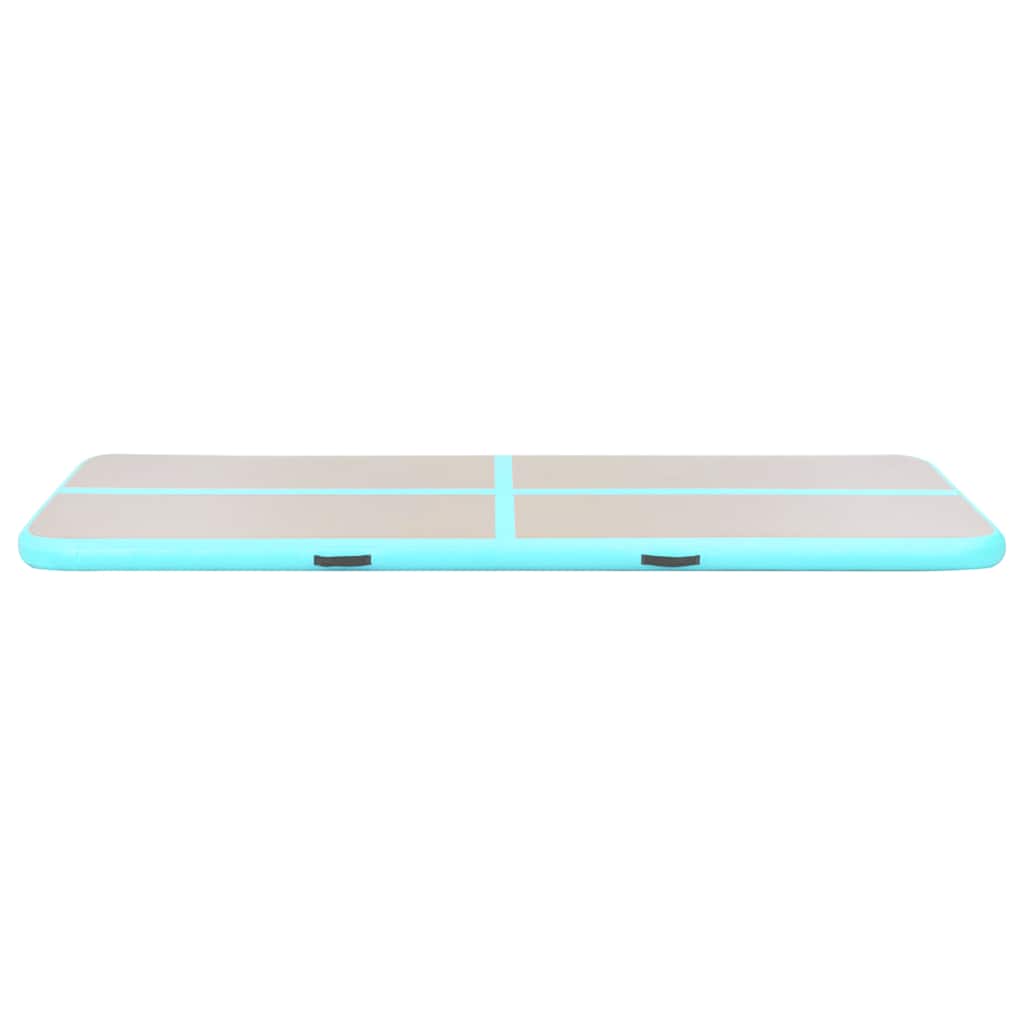 oppustelig gymnastikmåtte med pumpe 800 x 100 x 10 cm PVC grøn