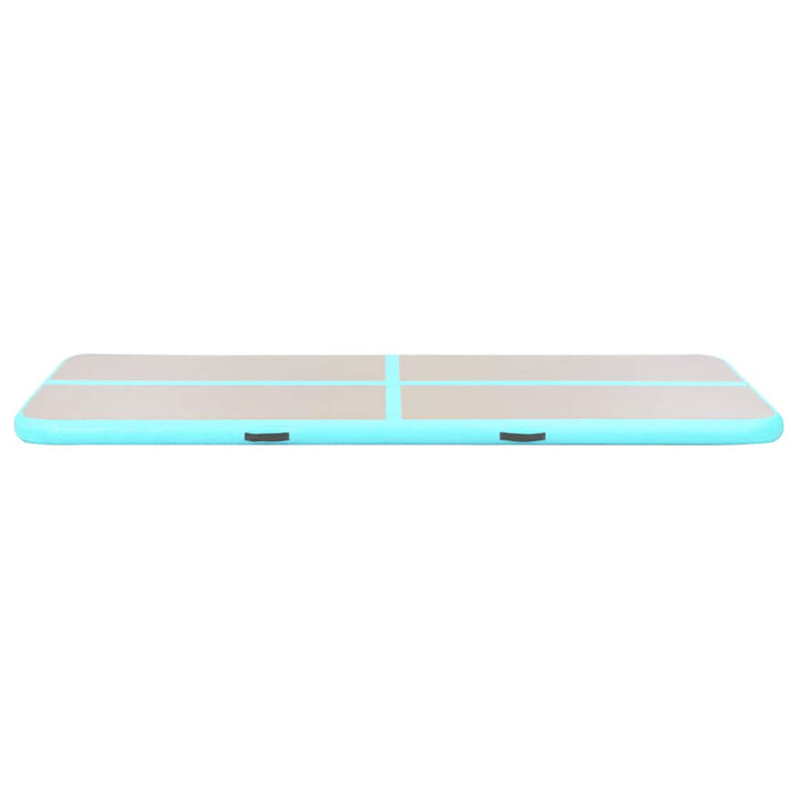oppustelig gymnastikmåtte med pumpe 800 x 100 x 10 cm PVC grøn