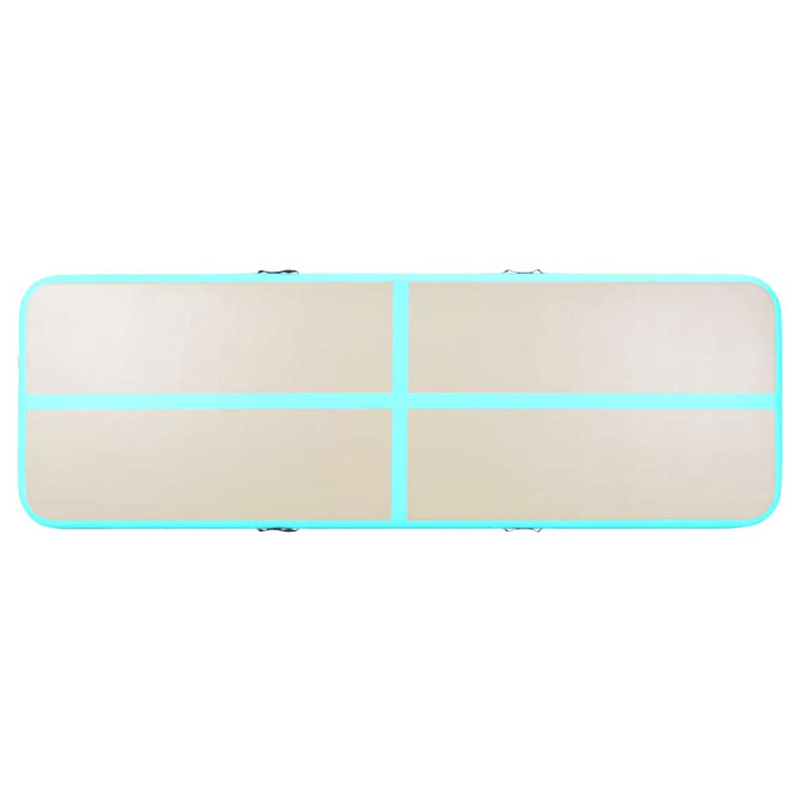 oppustelig gymnastikmåtte med pumpe 800 x 100 x 10 cm PVC grøn