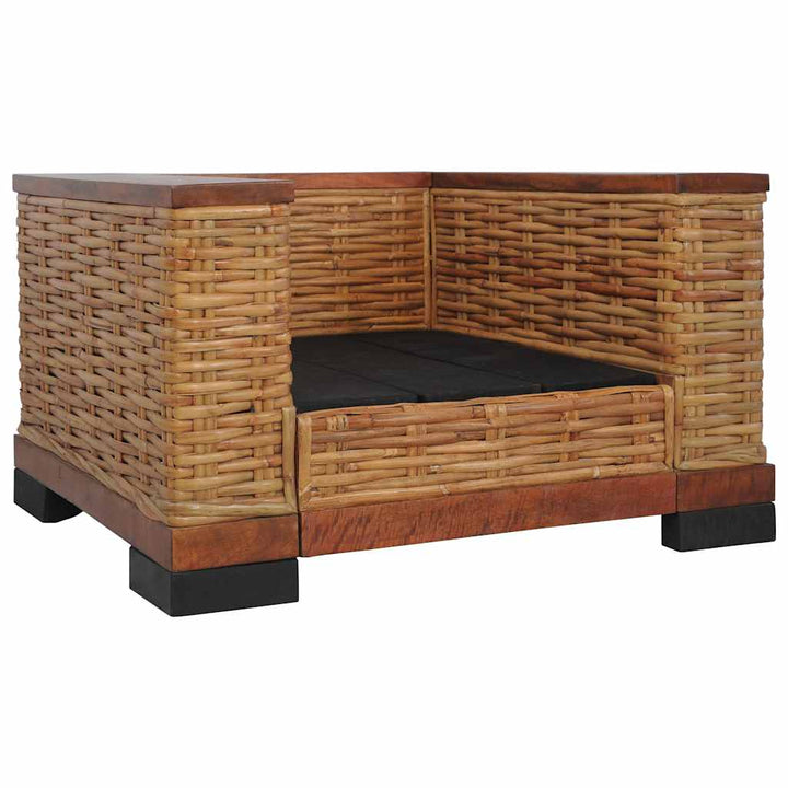 lænestol med hynder naturlig rattan brun