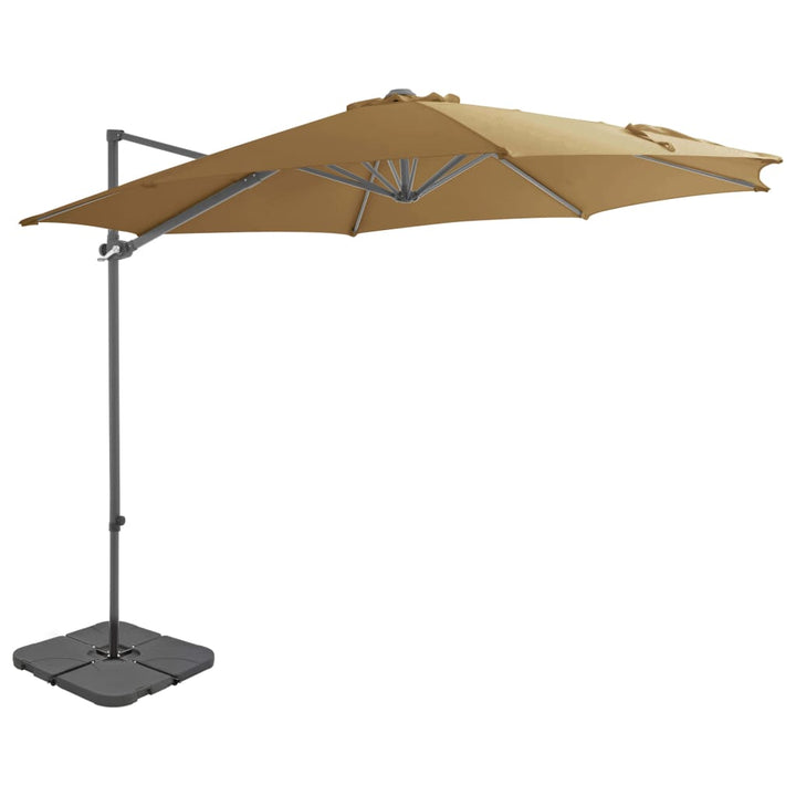 haveparasol m. transportabel fod gråbrun