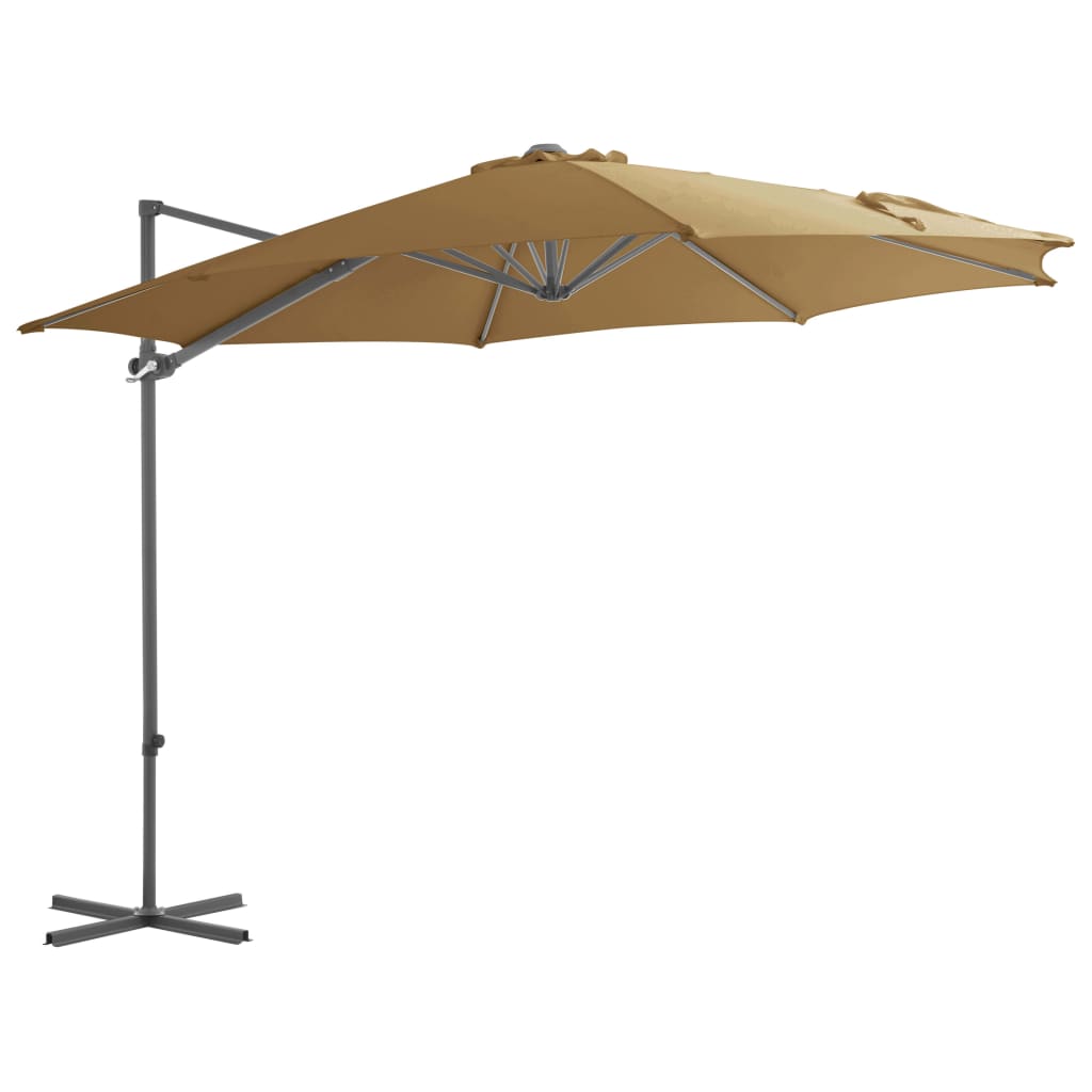 haveparasol m. transportabel fod gråbrun