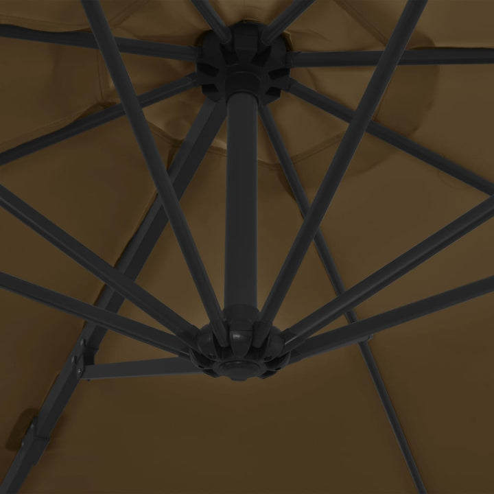 haveparasol m. transportabel fod gråbrun