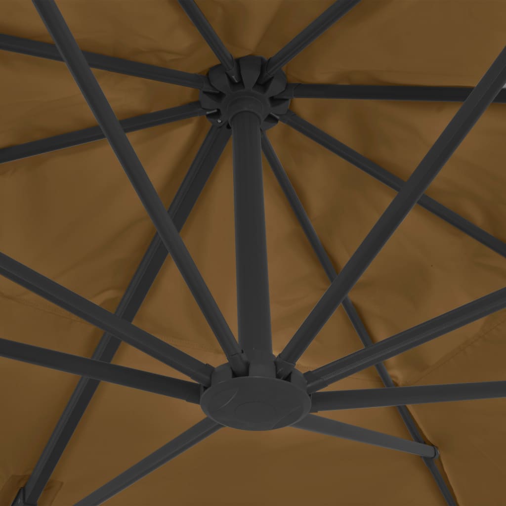 haveparasol m. transportabel fod gråbrun