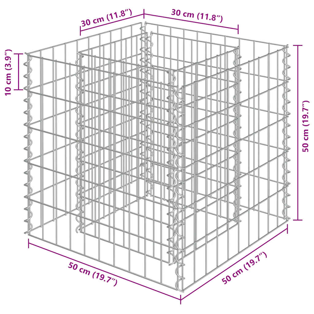 gabion-højbed 50x50x50 cm galvaniseret stål