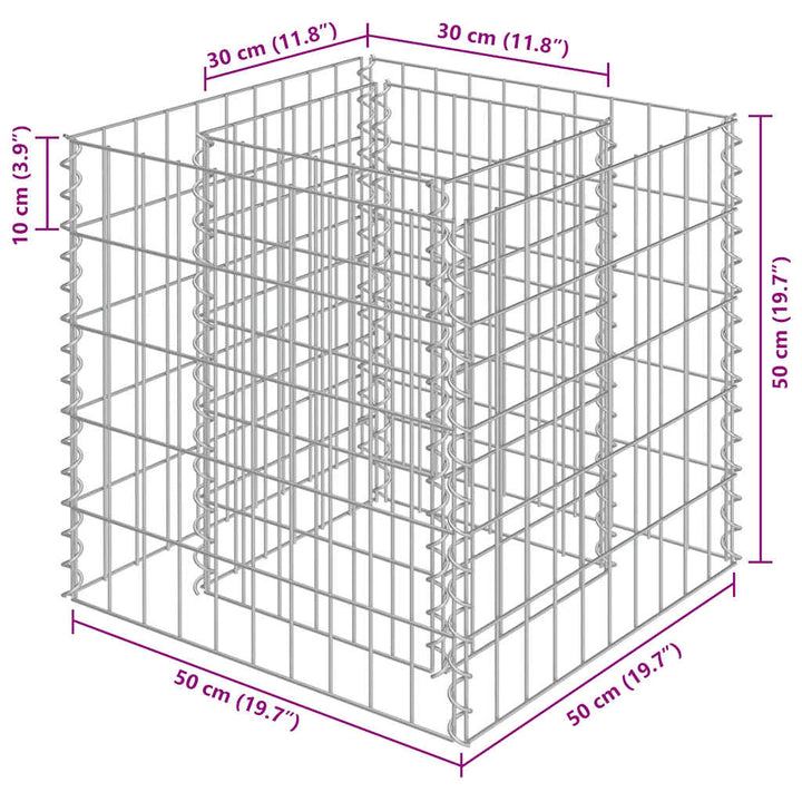 gabion-højbed 50x50x50 cm galvaniseret stål