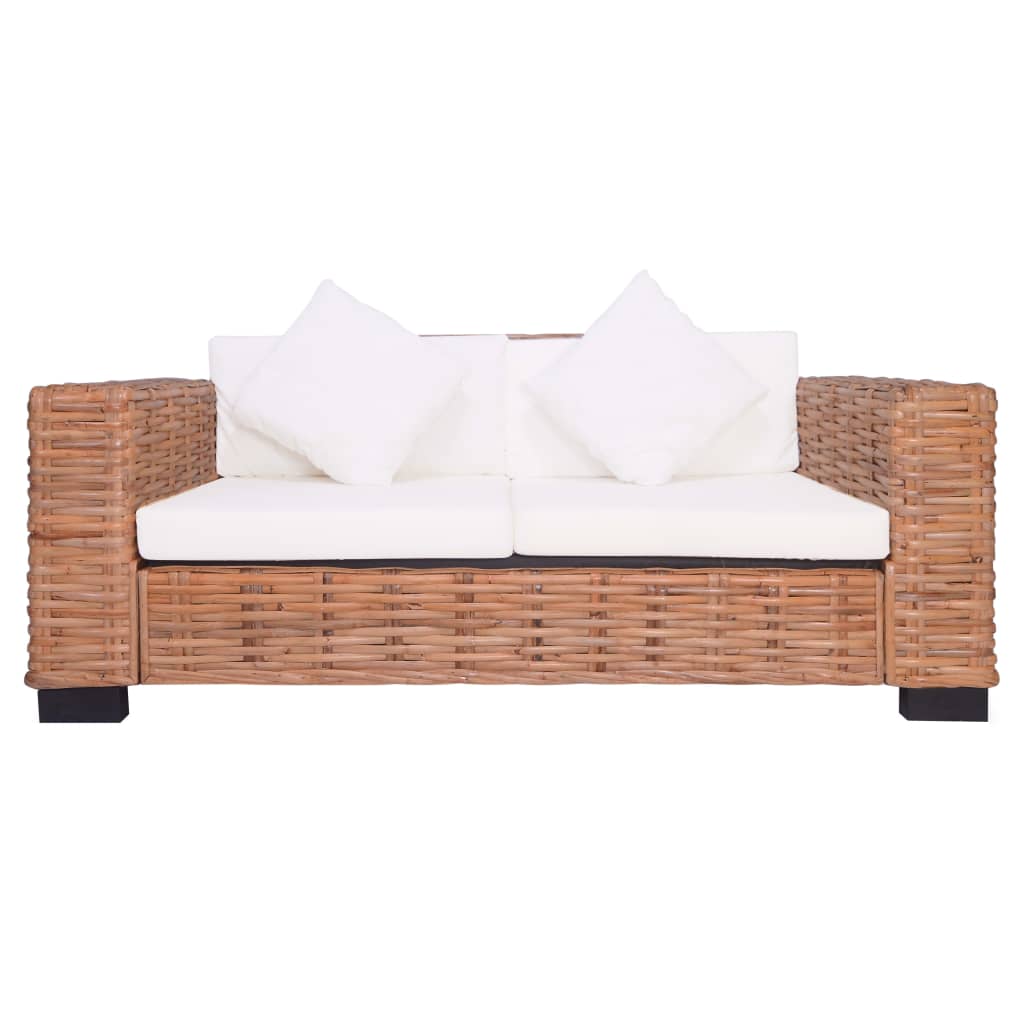 sofasæt i 2 dele med hynder naturligt rattan