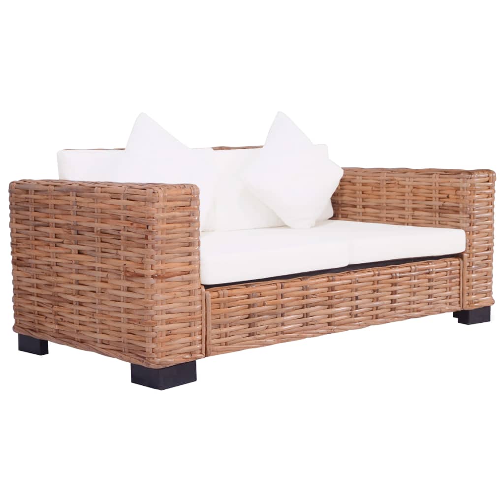 sofasæt i 2 dele med hynder naturligt rattan