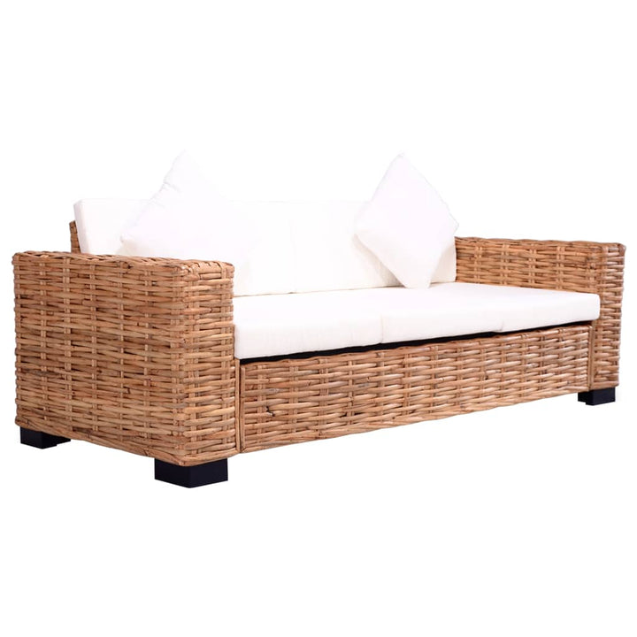 sofasæt i 2 dele med hynder naturligt rattan